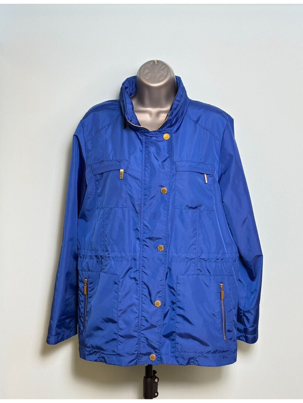 Jones New York Signature Jacket Womens Large Royal Blue Gold Hardware Utility